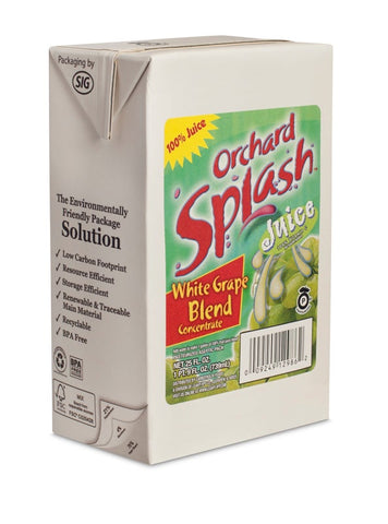 Orchard Splash Juice Carbotrol Aseptic White Grape 100 Percent, 25 Ounce -- 12 Case