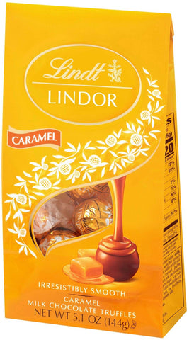 Lindt and Sprungli Lindor Caramel Milk Chocolate Truffle, 5.1 Ounce Bag -- 6 per case