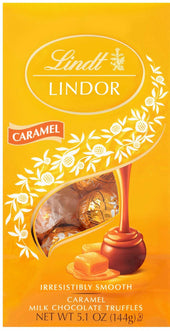 Lindt and Sprungli Lindor Caramel Milk Chocolate Truffle, 5.1 Ounce Bag -- 6 per case
