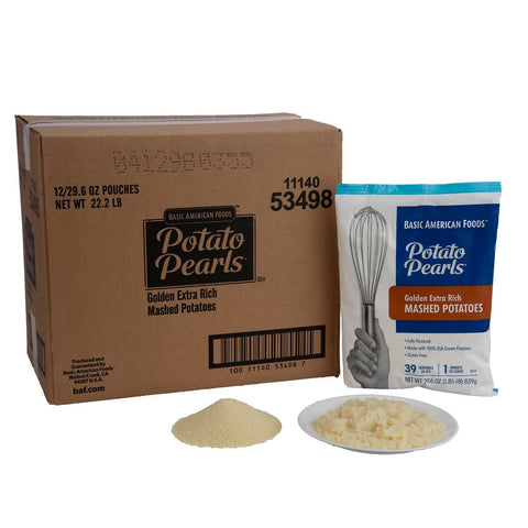 Basic American Foods Golden Potato Pearls Extra Rich, 29.6 Ounce -- 12 Case