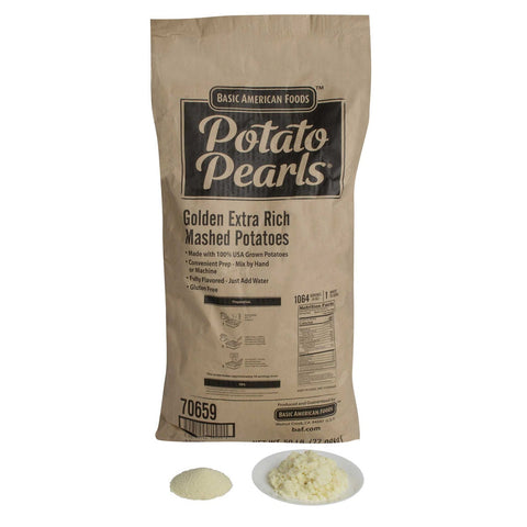 Basic American Foods Extra Rich Golden Potato Pearls, 50 Pound -- 1 Case