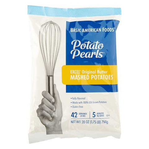 Basic American Foods Excel Potato Pearls, 28 oz. pouch - 12 pouches per case