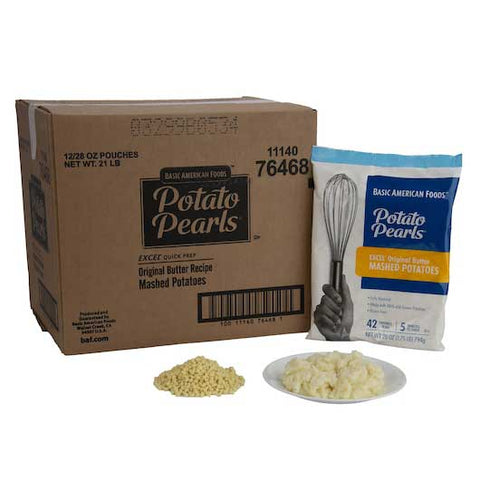 Basic American Foods Excel Potato Pearls, 28 oz. pouch - 12 pouches per case
