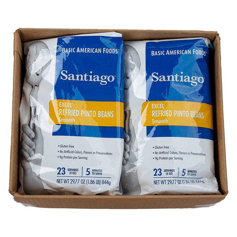 Santiago Smooth Refried Beans - 29.77 oz. pouch, 6 pouches per case