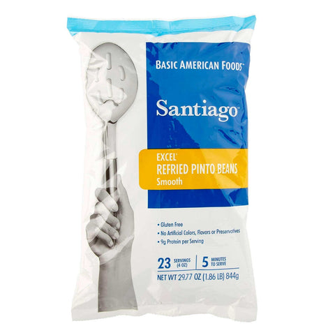 Santiago Smooth Refried Beans - 29.77 oz. pouch, 6 pouches per case