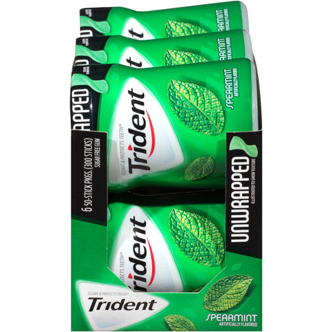 Trident Spearmint Bubblegum, 50 count per bottle -- 24 per case.