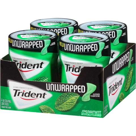 Trident Spearmint Gum, 50 count per pack -- 24 per case.
