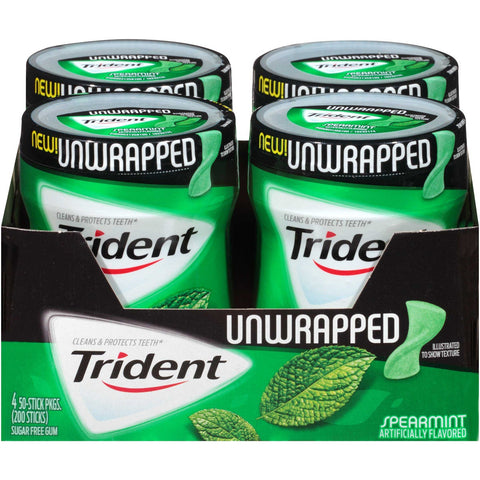 Trident Spearmint Gum, 50 count per pack -- 24 per case.