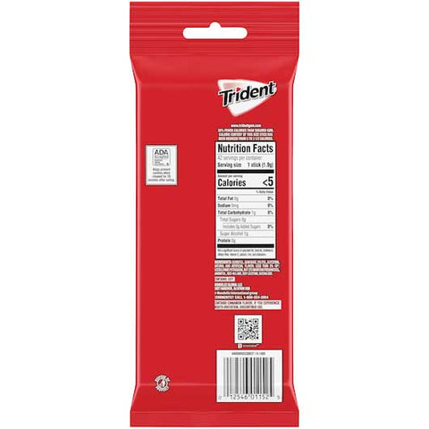 Trident Cinnamon Sugar Free Gum, 42 count per pack -- 20 per case.
