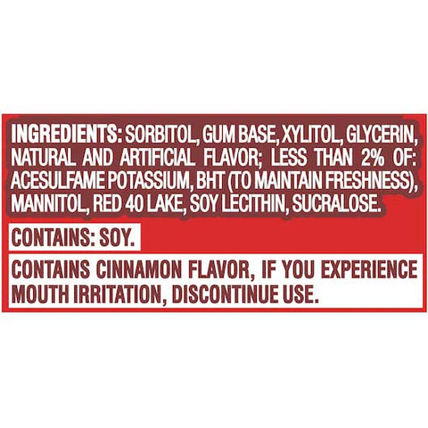 Trident Cinnamon Sugar Free Gum, 42 count per pack -- 20 per case.
