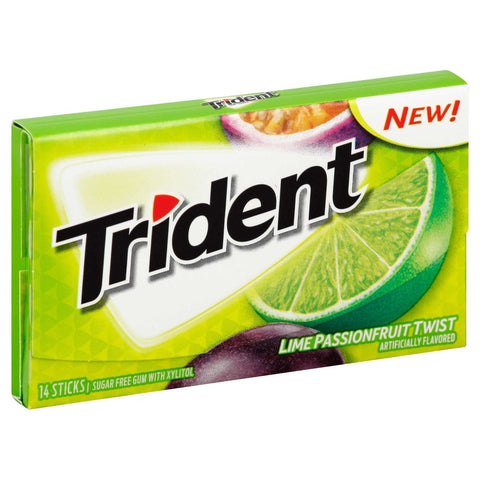 Trident Passion Fruit Sugar Free Gum, 14 count per pack -- 144 per case.