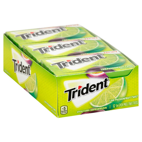 Trident Passion Fruit Sugar Free Gum, 14 count per pack -- 144 per case.