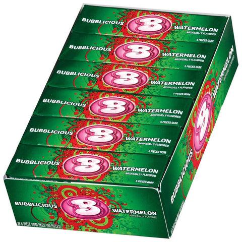 Bubblicious Watermelon Wave Bubble Gum - 5 piece pack, 144 per case