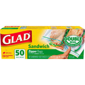 Clorox Glad Zipper Food Storage Sandwich Bag - 50 per pack -- 12 packs per case.