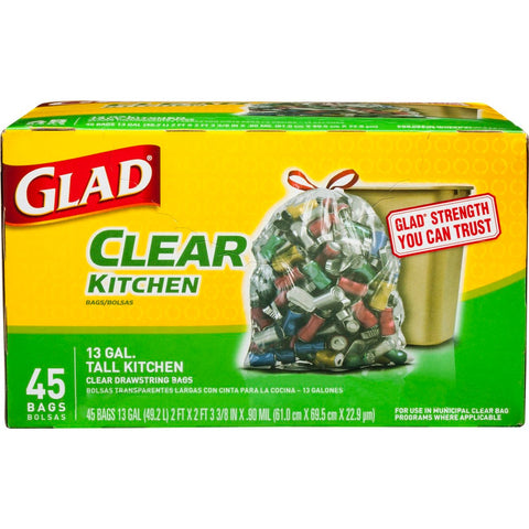 Glad Clear Recycling Drawstring Tall Kitchen Bag -- 180 per case