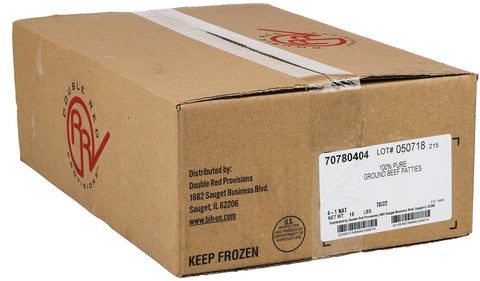 Double Red Provisions Ground Beef Patty, 4 Ounce -- 60 per case.