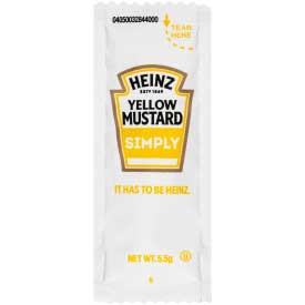 Simply Heinz Yellow Mustard, 5.5 Gram -- 200 per case.