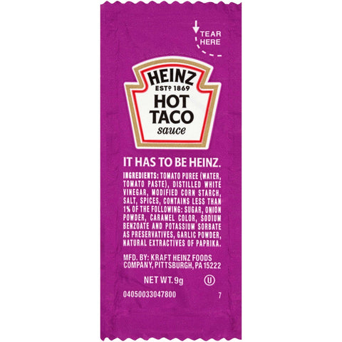 Heinz Single Serve Hot Taco Sauce, 9 Gram -- 500 per case
