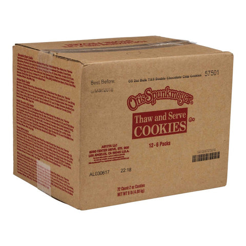 Otis Spunkmeyer Express Thaw N Serve Double Chocolate Chip Cookies, 2 Ounce -- 72 per case.