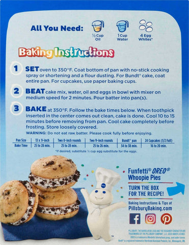 Pillsbury Oreo Vanilla Funfetti Cake Mix, 15.25 Ounce -- 12 per case