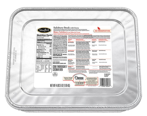 Nestle Stouffers Salisbury Steak with Gravy, 69 Ounce -- 4 per case.