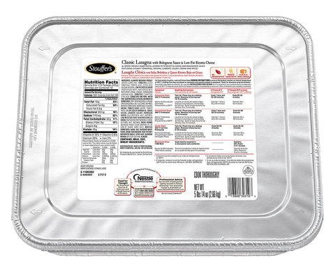 Nestle Stouffers Classic Lasagna, 94 Ounce -- 4 per case.
