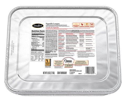 Nestle Stouffers Vegetable Lasagna, 96 Ounce -- 4 per case.