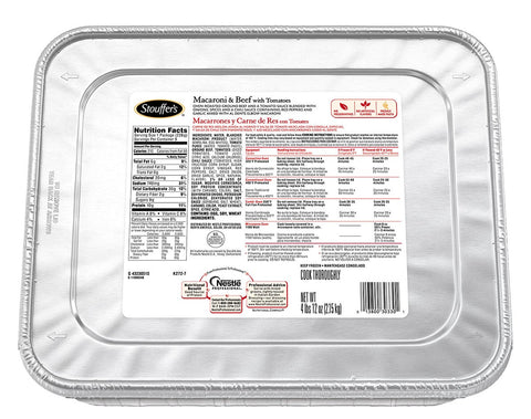 Nestle Stouffers Macaroni with Beef and Tomato Sauce, 76 Ounce -- 4 per case.