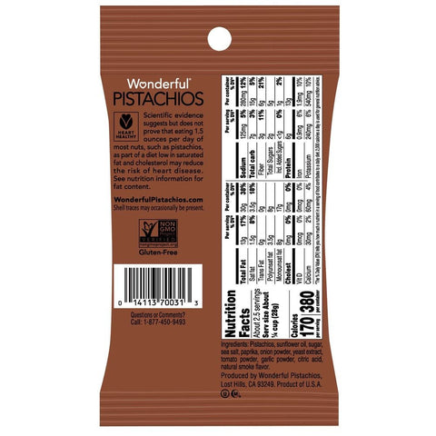 Wonderful BBQ No Shell Pistachio, 2.25 Ounce -- 24 per case