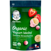 Gerber Yogurt Melts Organic Banana Strawberry Snacks, 1 Ounce -- 7 per case.