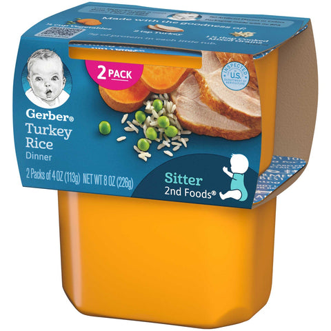 Gerber 2nd Foods Turkey and Rice Baby Food, 7 Ounce -- 8 per case.
