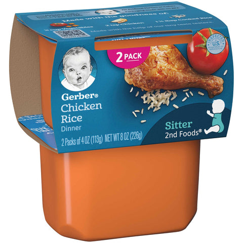 Gerber 2nd Foods Chicken Rice Baby Food, 7 Ounce -- 8 per case.