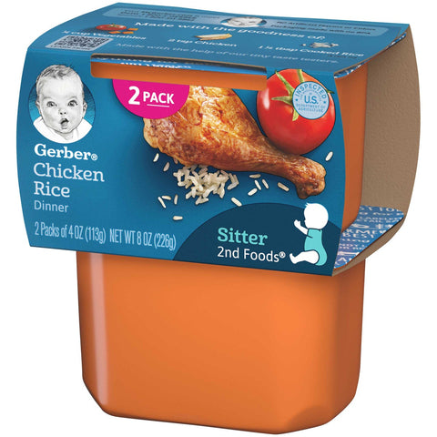 Gerber 2nd Foods Chicken Rice Baby Food, 7 Ounce -- 8 per case.