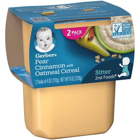Gerber 2nd Foods Pear and Cinnamon with Oatmeal Cereal Baby Food, 4 Ounce -- 16 per case