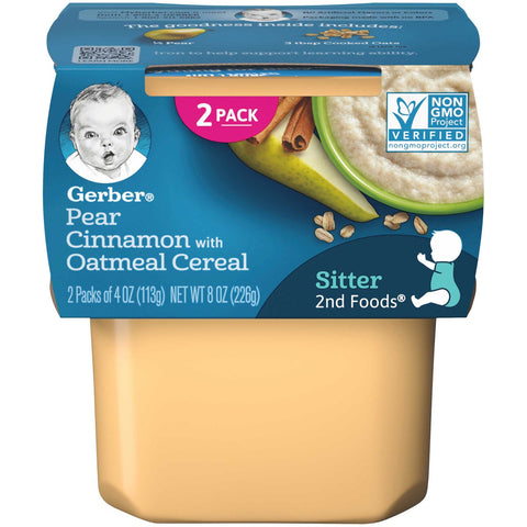 Gerber 2nd Foods Pear and Cinnamon with Oatmeal Cereal Baby Food, 4 Ounce -- 16 per case