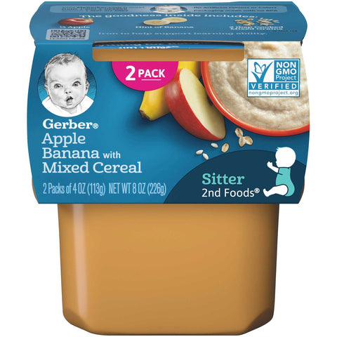 Gerber 2nd Foods Nature Select Apples and Bananas with Mixed Cereal Baby Food, 7 Ounce -- 8 per case.