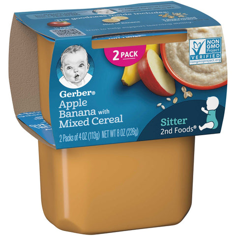 Gerber 2nd Foods Nature Select Apples and Bananas with Mixed Cereal Baby Food, 7 Ounce -- 8 per case.