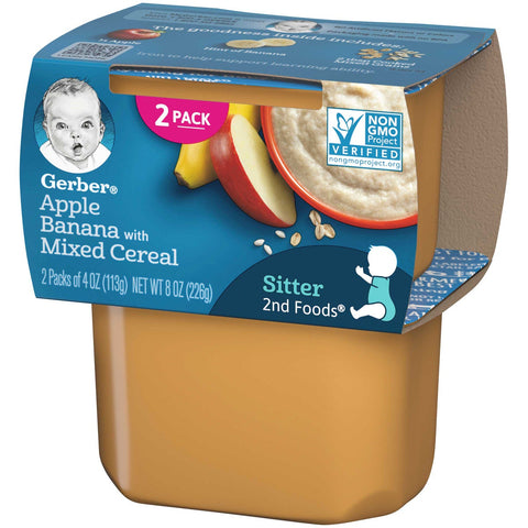 Gerber 2nd Foods Nature Select Apples and Bananas with Mixed Cereal Baby Food, 7 Ounce -- 8 per case.