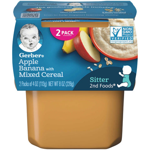 Gerber 2nd Foods Nature Select Apples and Bananas with Mixed Cereal Baby Food, 7 Ounce -- 8 per case.