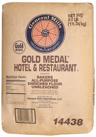 Gold Medal Hotel and Restaurant Unbleached All Purpose Enriched/ Malted Flour, 25 Pound -- 2 per case