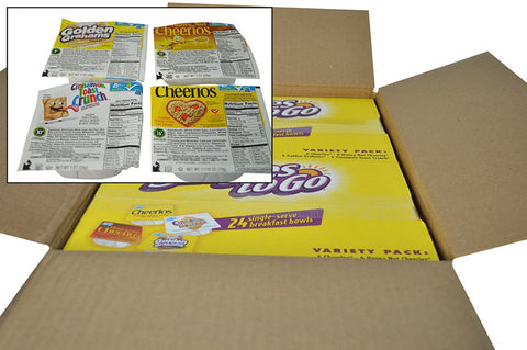 General Mills Assorted Singles To Go Bowlpak Cereal, 22.1 Ounce -- 4 per case.