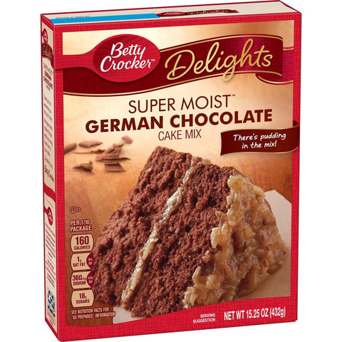 Betty Crocker Supermoist German Chocolate Cake Mix, 15.25 Ounce -- 12 per case.