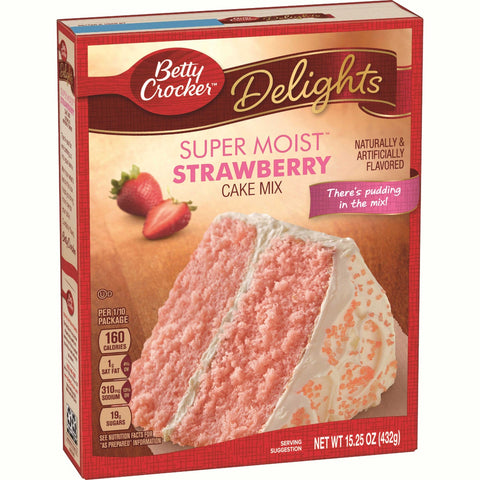 Betty Crocker Supermoist Strawberry Cake Mix, 15.25 Ounce -- 12 per case.