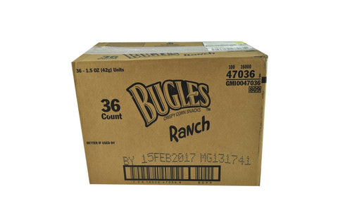 Bugles Ranch Snacks, 1.5 Ounce -- 36 per case.