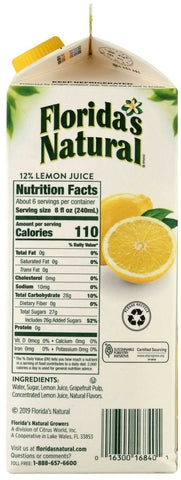 Floridas Natural Premium Lemonade, 52 Fluid Ounce -- 8 per case.