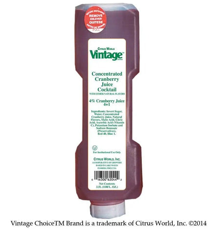 Vintage 4 Plus 1 4 Percent Cranberry Juice Cocktail, 3.5 Liter -- 3 per case.