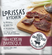 Lorissas Kitchen Korean Bbq Seasoned and Smoked Premium Beef Steak Strips, 2.25 Ounce -- 8 per case.