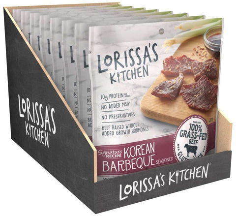Lorissas Kitchen Korean Bbq Seasoned and Smoked Premium Beef Steak Strips, 2.25 Ounce -- 8 per case.
