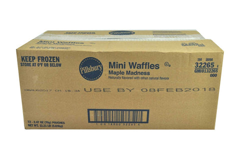 Pillsbury Maple Madness Mini Waffles, 2.47 Ounce -- 72 per case.