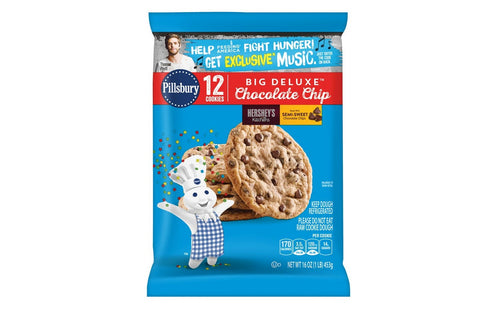 Pillsbury Big Deluxe Chocolate Chip Cookie Dough, 16 Ounce -- 12 per case.